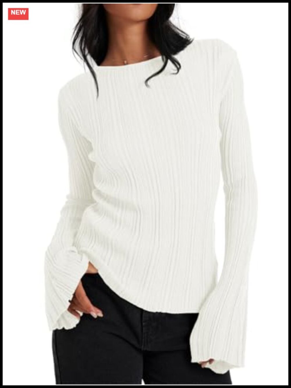 Women's Bell Sleeve Lightweight Knit Pullover Sweater